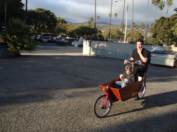 Riding in a bakfiets with my boy