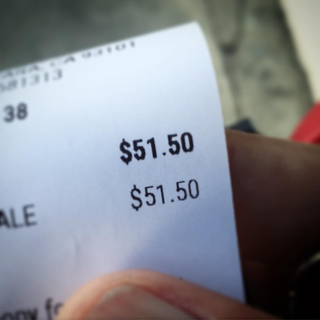 When you're buying your wife anniversary gifts and one of the receipts reaffirms how crazy you are about her.