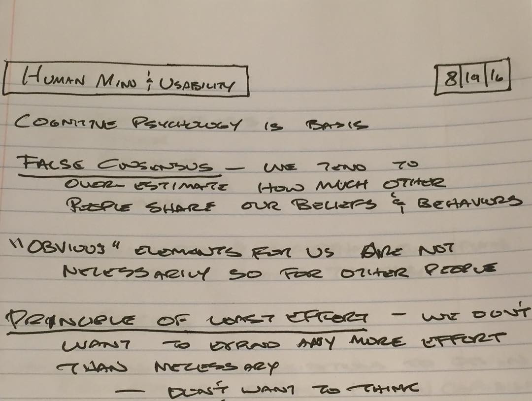 Been loving this weeklong UX training conference by the Nielsen Norman Group that I've been attending at #nngux Seattle. This class on the mind & usability may be my favorite yet.