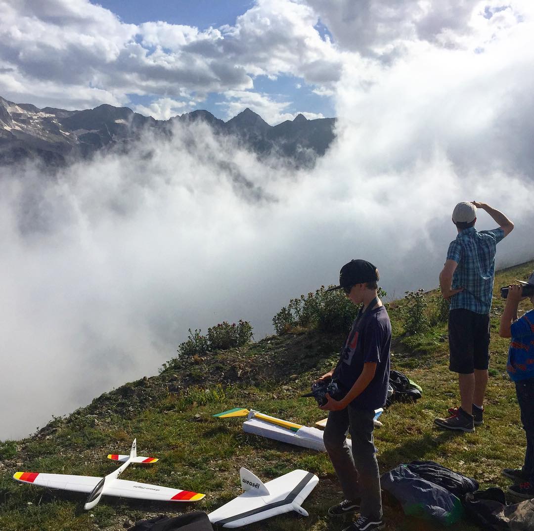 Waiting for wind at Superbagneres in the Pyrenees.