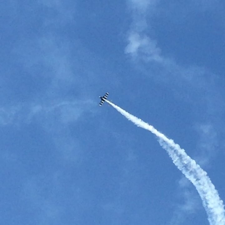 Vicky Benzing doing a Lomcevak in her Extra 300 at the Camarillo airshow 2017.