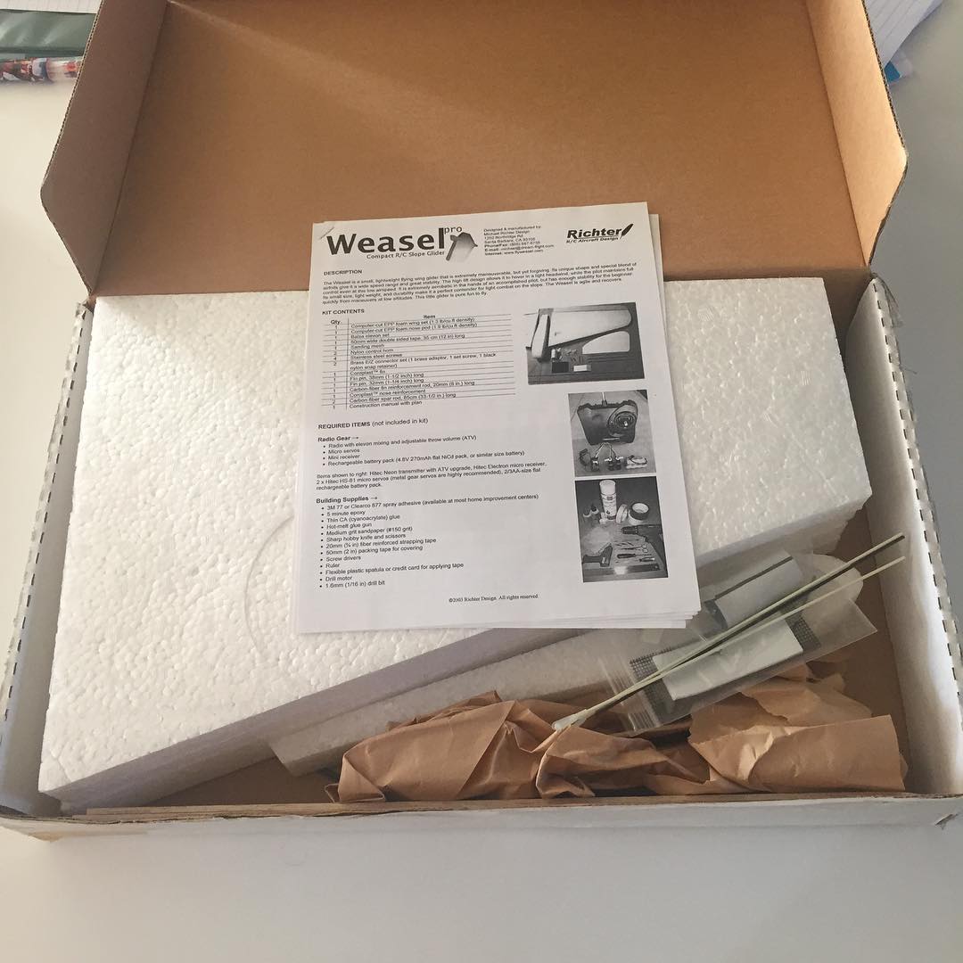 Found a new in box Weasel-pro kit on RCGroups – so stoked to build this with my boys.